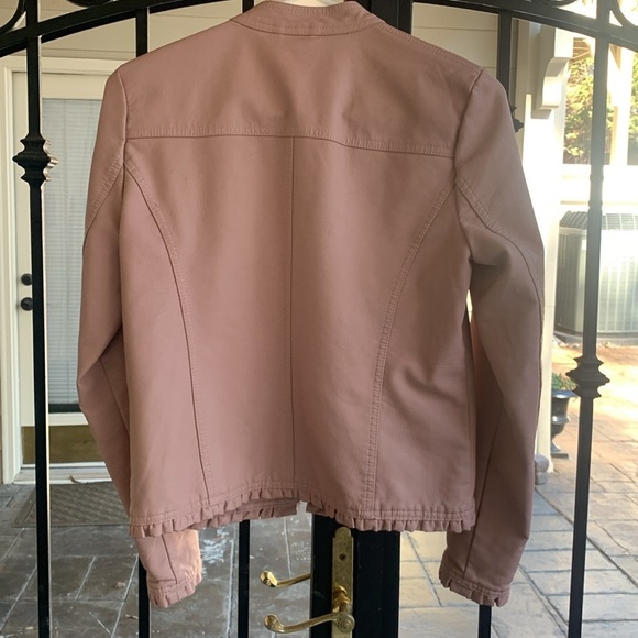 Bacicini Vegan Leather Mauve Blush Pink Jacket Zip Pockets Petite Small EUC - Picture 3 of 8